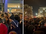 Trump's Inaugural Ball attendees wait outside for the doors to open