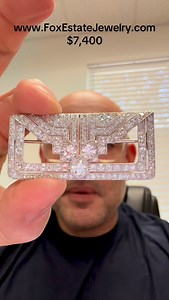 Art Deco platinum old European cut diamond envelope brooch #foxestatejewelry | Fox Estate Jewelry