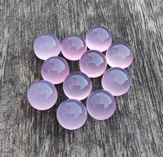 Natural Lavender Chalcedony Round Shape Cabochon Flat Back Calibrated Gemstone - Etsy