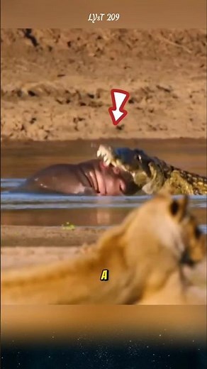 A crocodile attacks a baby hippo and faces a tragic ending. #crocodile #hippo #animals