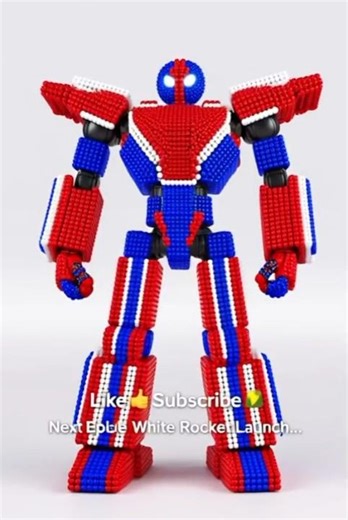Built a Red Blue White Mega Robot with Magnetic Balls! 🤖🔴🔵⚪