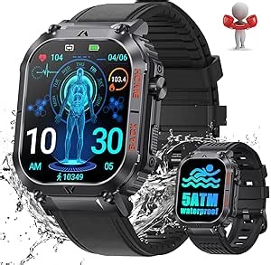 Military Smart Watch for Men with Call Compass 2.02" Big Screen Rugged Outdoor Tactical Smartwatch 5ATM Waterproof Fitness Watch with Heart Rate Sleep Monitor for iPhone Android Phone