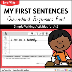 QLD FONT My First Sentences l Simple Writing Sheets for A to Z