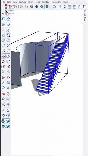 Fastest way to Create Curve stair in SketchUp with free plugin #stair #staircase #sketchup #archite
