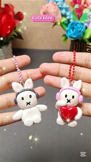 Cute Clay Bunny Keychains🐰💖🐰| Handmade New Craft Idea✨| Gift for Love One❤️#trending #shorts #diy