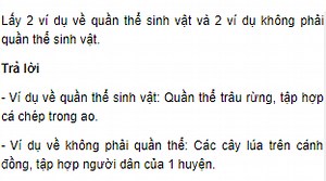 Lấy 2 ví dụ về quần thể sinh vật và 2 ví dụ không phải quần thể sinh vật | SGK Sinh lớp 12