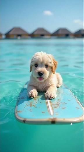 🐶🏄 Surfing Dog Enjoys the Waves 🌊☀️ Cutest Puppy Surfer!