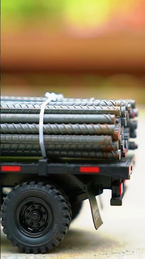 Miniature Truck Hauling Rebar! 🚚 Detailed Toy Model Transport