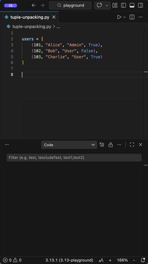 Laskenta Technologies Limited on Instagram: "Better Unpack your Tuples like THIS #programming #coding #python Here’s a short video that shows you an even better way than accessing data in a tuple using indexing by using the so-called method tuple unpacking. This simplifies your code, makes it better readable with less lines of code and on big data files it's even faster since the built-in unpacking is faster than accessing the items manually by its index. If you like this video, please like and 