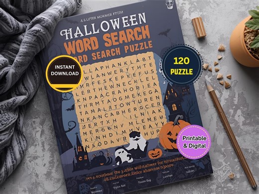 Halloween Word Search Puzzle Book for Adults - 120 Puzzles (digital Download) - Etsy
