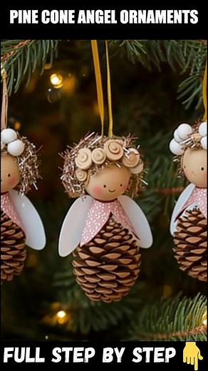 Pine Cone Angel Ornaments Materials: Pine cones (small to medium, cleaned and dried) Wooden beads (for heads) Craft paint (white for pine cones) Full STEP BY STEP in First (C.o.ʍ.m.е.ո.τ) 👇 Enjoy ❤️👇👇 | Charming Recipes