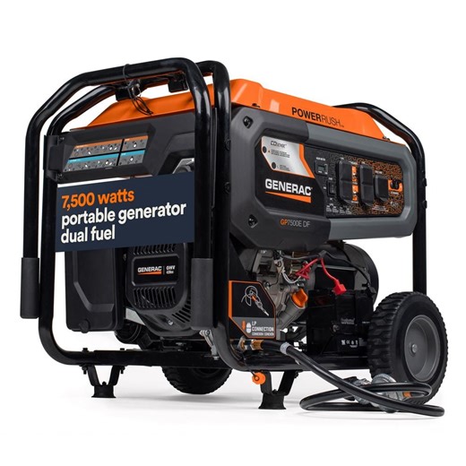 Check The Home Depot's Q&A Before Buying: Generac 9400 / 7500-Watt Dual Fuel Electric Start Gasoline / Propane Portable Generator - GP7500E DF
