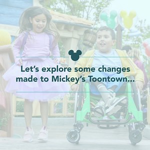 In honor of #DisabilityPrideMonth, we recognize the input provided by our cast members within ENABLED, a Disney Business Employee Resource Group that promotes respect, equality and appreciation of people with disabilities, towards the reimagining of Mickey’s Toontown. Learn More - http://di.sn/6181P3cFU Video Slideshow Description: The first image shows a little boy in a wheelchair accompanied by a little girl crossing a bridge at Mickey’s Toontown. Text on the image reads, “Let's explore some c