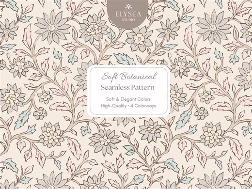Vintage Cream Floral Seamless Pattern – Botanical Pastel Print for Fabric, Scrapbook & Wedding Projects (digital Download) - Etsy New Zealand