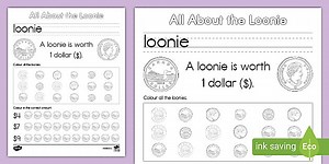 All About the Loonie Canadian Money Worksheet