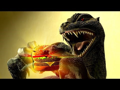Godzilla Eats A Cheeseburger