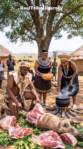 They Turned a Wild Boar Into a Village Feast! #triballife #tribalfeast #primitivecooking