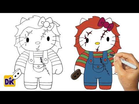 How To DRAW HELLO KITTY Easily As Chucky Doll 🎀| Child Play #sanrio #chuckydoll #hellokitty