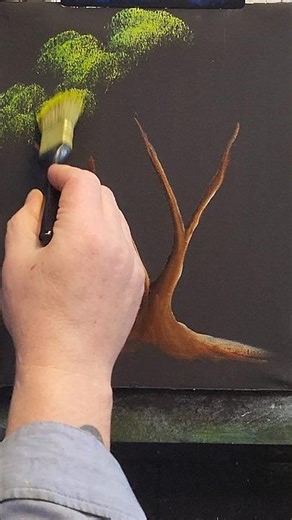 Bob Ross Oval Brush Paint a Large Tree Easily #bobross #shorts