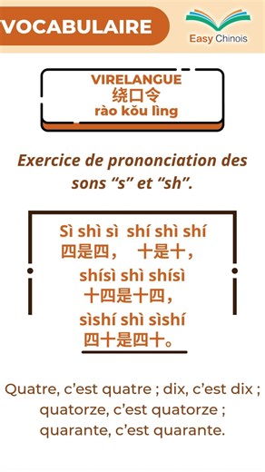💬Four is four, ten is ten. #apprendrelechinois #virelangue #chinois #mandarin