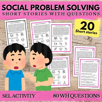 Social Problem Solving Short Stories Question Worksheet SEL Autism Social Skill