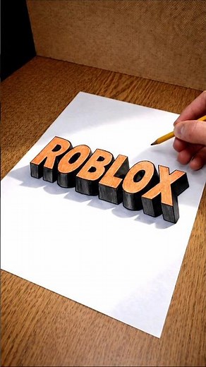 How to draw 3D "ROBLOX" Real illusion on paper 😲 #art #roblox #3ddrawing #drawing #draw #shorts
