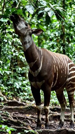 “Rare Okapi Walking Through the Rainforest 🌿”