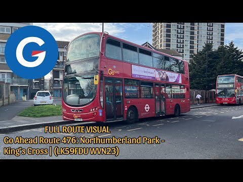 FULL ROUTE VISUAL | London Bus Route 476: Northumberland Park - King's Cross (LK59FDU WVN23)