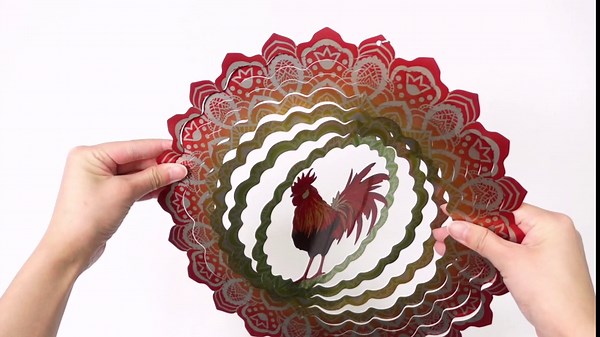 Juexica 2 Pcs Rooster Metal Wind Spinners 12 Inch 3D Stainless Steel Hanging Wind Spinner for Yard and Garden Chicken Gifts Rooster Gifts for Women and Outdoor and Indoor Kitchen Decorations