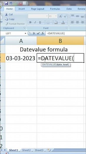 Datevalue #formula in #Excel #Trick #Tips #short #ytshorts #youtubeshorts