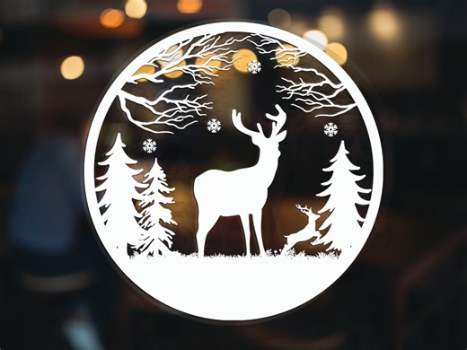 Christmas Window Sticker Reindeer Trees & Snowflakes Xmas Window Decoration Removable - Etsy UK