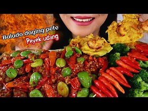 ASMR BALADO DAGING PETE + PEYEK UDANG + BROKOLI | ASMR MUKBANG INDONESIA