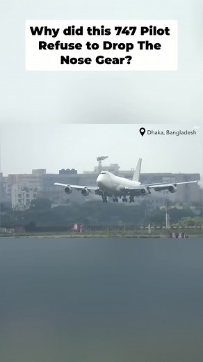 Pilot refuses to lower nose gear after touchdown? This 747 incident is wild. See the drama unfold. #Aviation #Boeing747 #PilotLife #News #Scary