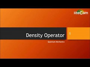 Density Operator - Quantum Mechanics