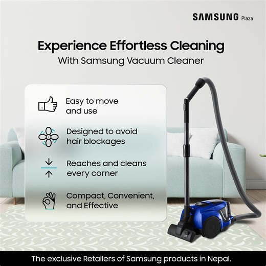 189 reactions | Bid farewell to dust and dirt with the Samsung Cyclone Force Vacuum Cleaner. It's powerful, efficient, and easy to use  Visit our website www.samsungplaza.com.np for more information. #SamsungPlaza #Nepal #SamsungVacuumCleaner | Smart Plaza | Facebook