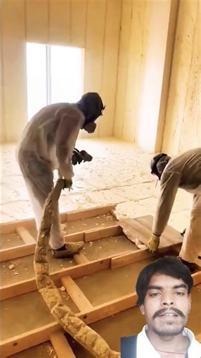 Spray insulation foam process- Good tools and machinery make work easy #reaction