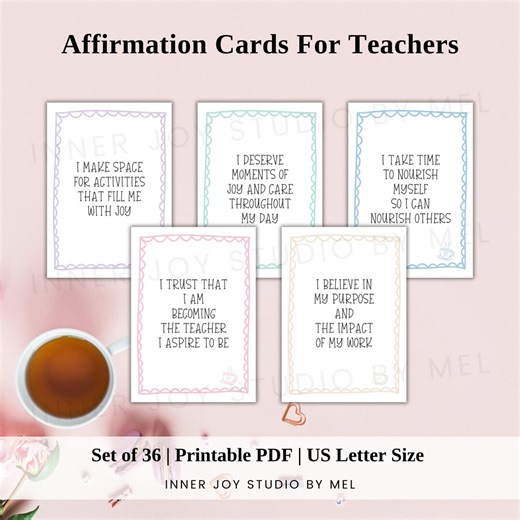 Positive Affirmation Cards for Teachers, Printable Inspirational Card, Self Love Quote, New Teacher Gift, Appreciation Gift From Student - Etsy