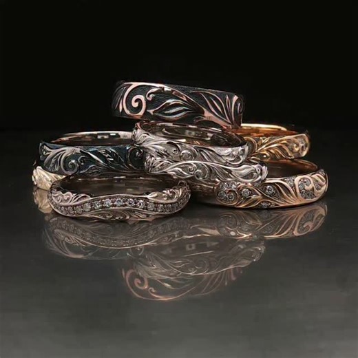 8.3K views · 31 reactions | Here's another pile of rings from my leaf and scroll range to give you an idea of the available variations. Each ring is hand made to order, see our website or get in touch for more information. | Ashcroft Jewellery Design | Facebook