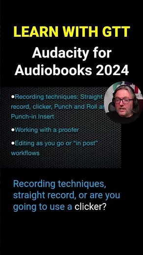 GTT #shorts Webinar: Audacity for Audiobooks 2024 #audacitytutorial #audiobooks