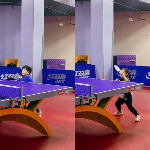 Sister Showcases Violent Smash Skills in Intense Twin Table Tennis Faceoff