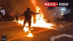 Watch: Portland Protester accidentally sets himself on fire