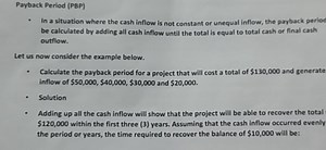 Payback Period (PBP)In a situation where the cash inflow is no... | Filo