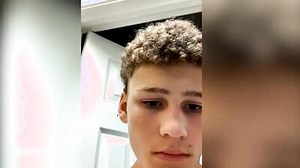 Golden-haired slim boy jerks off and cums