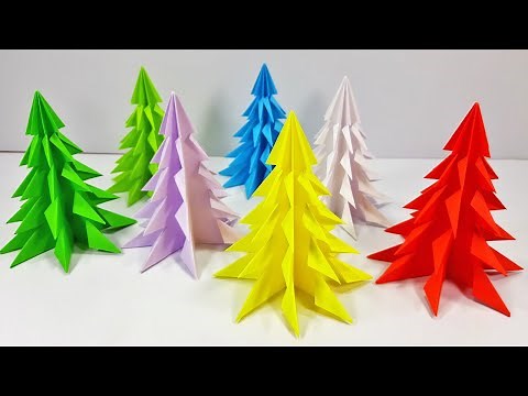How to Make 3D Origami Christmas Tree 🌲 Easy Paper Pine Tree, DIY Paper Art & Crafts for Kids