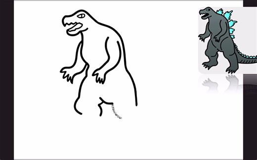 【简笔画】教你一步一步画哥斯拉~超级简单的绘画，一看就会！