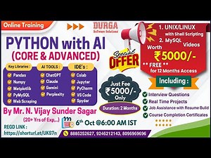 PYTHON with AI (CORE & ADVANCED) Online Training @ DURGASOFT