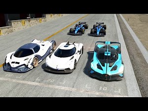F1 Bugatti EB22 Concept vs Bugatti Bolide vs Koenigsegg Jesko Absolut vs Devel Sixteen