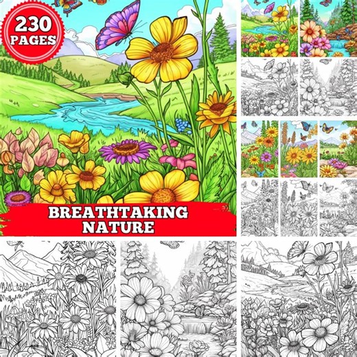 Breathtaking Nature Coloring Pages | Printable Fairy House Coloring Book | Cozy Countryside Scenes for Kids & Adults - Etsy