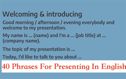 英语演讲用的40组常见短语（Presenting In English）