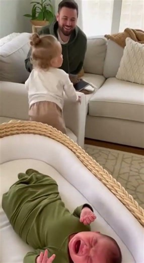 “Shhh Fail! Toddler vs. Newborn Chaos 💛🤣”